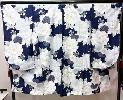 二尺袖 着物 4点セット 長襦袢 帯 黒地 Kansai 日本製 着物丈は