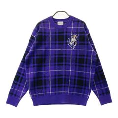 サイズ：4 JACK BUNNY ジャックバニー ×Fujiko-Pro ウール混 ニットセーター ドラえもん チェック柄 パープル系 [240101793091] ゴルフウェア メンズ ストスト