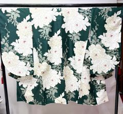 二尺袖 着物 4点セット 長襦袢 帯 黒地 Kansai 日本製 着物丈は