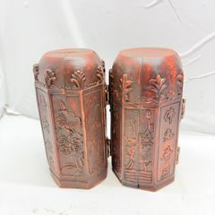 送料無料g49081 乾隆年製 佛光普照 普度衆生 三開仏 諸尊仏龕 観音開き 木製 仏像 中国仏具 2点セット まとめ