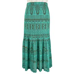 極美品▲PLEATS PLEASE プリーツプリーズ イッセイミヤケ PP61-JG674 幾何学模様 スカート グリーン 1 日本製 正規品 レディース