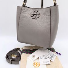 Tory Burch McGrawトリーバーチ マックグロー ハンドバッグ ショルダーバッグ 2way レザー 本革 シボ革 グレー 灰色