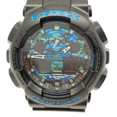 CASIO(カシオ) 腕時計 G-SHOCK GA-100CB メンズ 迷彩柄/アナデジ 黒×ネイビー×マルチ