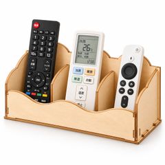 木製 リモコンラック 可動仕切り 3台収納 リモコンスタンド 卓上収納 工具不要