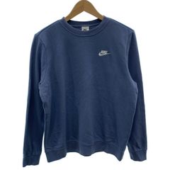 【中古】　NIKE　スウェット　長袖　トレーナー　トップス　クルーネック　裏起毛　無地　ワンポイント　スウッシュ　刺しゅう　スポーツ　古着　/5629