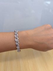 ブレスレット ピンクストーン シルバーカラー チェーン レディース 箱なし
