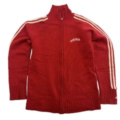 アディダス adidas ジップニット トラックジャケット レディース OT XL相当 レッド 赤 ウール レトロ可愛い 00s Y2K アーカイブ