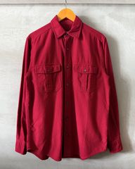 Eddie Bauer-L/S shirt-(size S) エディバウアー コットンシャツ シャモアクロスシャツ ワインレッド レッド
