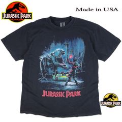 570 JURASSIC PARK  Tシャツ ジュラシック パーク 半袖 1993 アメリカ スピルバーグ 恐竜  T-REX 名作 映画T USA製 ムービーT SF ブラック ムービーT メンズ USJ コスタリカ テーマパーク レア 稀少 バンT