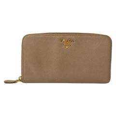 PRADA(プラダ) 長財布 - ベージュ ラウンドファスナー レザー