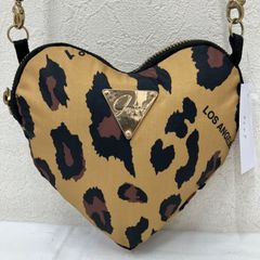 9659　LeSportsac　レスポートサック　 ショルダーバッグ　斜め掛け　ハート型　 レオパード　ヒョウ柄　JOYRICH　 ジョイリッチ　コラボ　チェーンショルダー　 ベージュ×ブラック系　ナイロン　軽量　 レディース