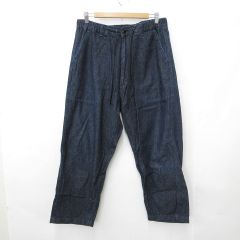 リー LEE パンツ ワイドパンツ デニム 総ゴム ドロスト 綿 紺 ネイビー L