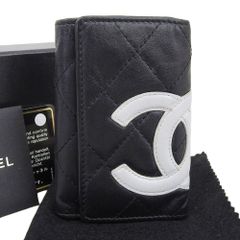 【本物保証】 箱・保付 シャネル CHANEL カンボンライン キーケース 6本用 A26723 シール付 9番台 レザー ブラック ホワイト ヴィンテージ