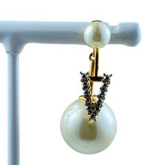 Christian Dior クリスチャンディオール ピアス MY ABCDIOR トライバル ピアス 片耳のみ メタル ラインストーン フェイクパール ゴールド