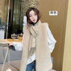 ファーベスト レディース ファーコート ジレ ファージャケット ロング ロングベスト アウター コーディガン 羽織 秋冬 レディース ベスト フェイクファー ノースリーブ  冬 ボリューム もこもこ