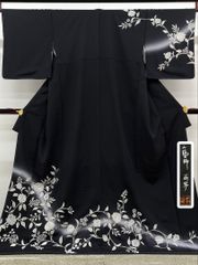 手刺繍 工藝師 落款入 訪問着 正絹 躾糸付き A456