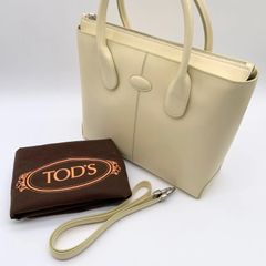Tod's Di Bagトッズ ディーアイバッグ トートバッグ ショルダー 2way レザー 本革 ボックスカーフ オフホワイト 白色 自立