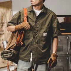 ミリタリーシャツ カジュアルシャツ メンズ シャツ 半袖 作業服 通学 通勤 トップス 半袖シャツ 開襟シャツ ビジネス おしゃれ アーミーシャツ 夏