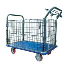 【激安】【アウトレット】石川製作所 プレス製運搬車（金網・ハンドブレーキ付）９１５×６１５ｍｍ 307HB 1