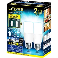 【新品】 LED電球 T形タイプ 60形相当 1080lm 昼光色 E26 2個セット