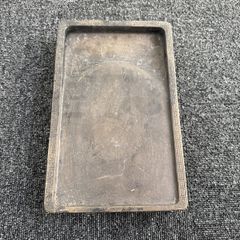 B1147 古硯 中国硯 書道具 彫刻装飾 縁回紋 すずり/M3