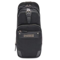 BURBERRY バーバリー BLACK LABEL ブラックレーベル ボディバッグ ショルダーバッグ 斜め掛け ナイロンキャンバス レザー ブラック 黒