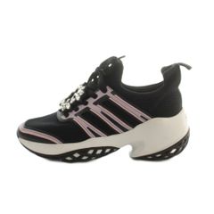 ロジェヴィヴィエ ROGER VIVIER 25SS VIV RUN スニーカー シューズ ビジュー装飾 厚底 メッシュ 36 23.0cm 黒 ブラック ピンク /MI ■OS