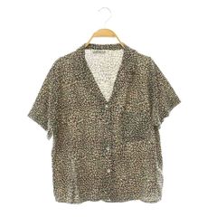 ジャーナルスタンダード JOURNAL STANDARD ルサナ LUSANA tina shirt ティナ シャツ  ブラウス 総柄 オープンカラー 半袖 S 黒 ブラック アイボリー /HS ■OS