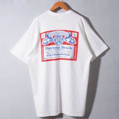 90s USA製 バドワイザー Budweiser パロディ Tシャツ XL ホワイト ヴィンテージ FRUIT OF THE ROOM シングルステッチ フルーツオブザルーム ストリート Daytona Beach アメリカ 古着 d3017