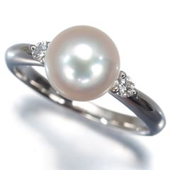 TASAKI タサキ リング パール 真珠 8.0mm ダイヤ ダイヤモンド 0.09ct 10号 Pt900 #201905