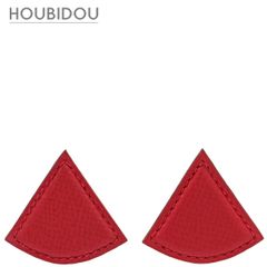 エルメス HERMES イヤリング ヴィンテージ トライアングル イヤリング ヴォーエプソン GP レッド ゴールド金具 三角 レザー  □D【中古】