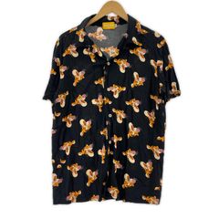 Disney ディズニー ティガー 総柄半袖シャツ sizeM/ブラック