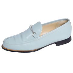 美品 Vintage グッチ GUCCI ローファー モカシン ホースビット シューズ 靴 イタリア製 レディース 36.5(23.5cm相当) 本革 レザー ブルー