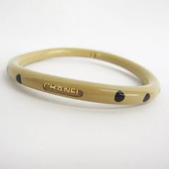 美品 CHANEL シャネル バングル 00A ドット ベージュ ヴィンテージ 腕回り約19.5cm B0063-1007-1 ★3434
