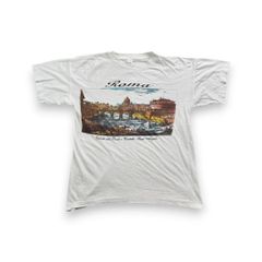 80s 90s ローマ スーベニア ビンテージ Tシャツ ROMA 白 L 半袖 古着 イタリア シングルステッチ お土産 vintage a-u-2505-078