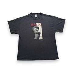 マリオ スカーフェイス パロディ ビンテージ Tシャツ 黒 XL デルタ MARIO SCAR FACE 半袖 古着 y2k 映画T ムービー フェード 大きめ コピーライト ch-t-2505-005