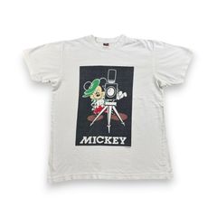 90s 00s ディズニー ミッキー ビンテージ Tシャツ白 映画 カメラ 半袖 古着 y2k disney d-u-2505-039