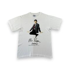 90s Mr. Bean ミスタービーン ビンテージ Tシャツ USA製 hanes 映画T 白 シングルステッチ m-t-2505-022