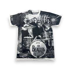 THE BEATLES ビートルズ 総柄 Tシャツ リプリント シングルステッチ AOP 両面プリント 半袖 古着 y2k バンドT xx-000002