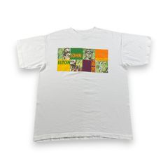 レア 90s ELTON JOHN THE BIG PICTURE エルトンジョン ビンテージ Tシャツ 半袖 古着 y2k 白 L c1997 バンドT z-000020