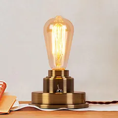 ☆新品☆Cerdeco 無骨でかっこいい インダストリアル系 アンティーク調1灯式デスクライト 裸電球の存在感を際立たせる テーブルランプベース ブロンズメッキ インテリア照明 ディスプレイ 間接照明 トグルスイッチ付き 調光不可 卓上照明 4be4a79d