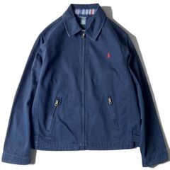 90s POLO RALPH LAUREN コットン スイングトップ ジャケット L キッズ / 90年代 オールド ポロ ラルフローレン ネイビー ライナー
