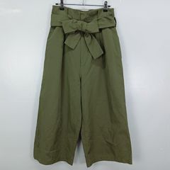 nano universe ナノユニバース ワイドパンツ ウエストリボン カーキグリーン 38 サイズ ハイウエスト クロップド BM73LP0124EF 1471