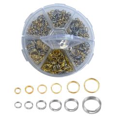 【新品】 二重丸カン 4-10mm 6種 ジャンプリング 金具 基礎パーツ キーホルダー パーツ スプリットキーリング 鉄製 DIY用 クラフト用品 ブレスレット ネックレス (2色-A)