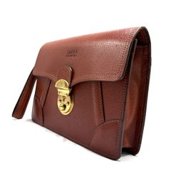 TAKEO KIKUCHI タケオキクチ セカンドバッグ クラッチバッグ レザー ブラウン 茶 ゴールド金具 メンズ ヴィンテージ ハンドバッグ 手持ち ロゴ型押し ストラップ付き