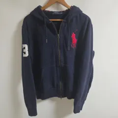 M 正規品 ポロ ラルフローレン ネイビー ビックポニー ジップアップパーカー (3番 パッチ)