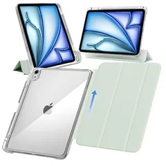 【新品】 MS factory iPad Air 11インチ ケース M4 M3 M2 第5/4世代 用 ペン収納 取り外し可能 軽量 耐衝撃 カバー 縦置き/横置きスタンド アイパッドエアー 10.9インチ 第5世代 第4世代 ソフトフレーム 背面透明 アイ