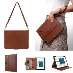 【新品】 For 2024モデルiPad Pro 11インチ封筒型ケース手帳型iPad Pro 11第5世代ショルダーストラップ付 斜め掛けApple Pencilワイヤレス充電対応オートスリープ カード収納 紙幣収納スタンド機能伸縮性ハンドストラップ 片手タ