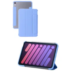 【新品】 エレコム iPad mini7(A17 Pro 2024年) mini6 第6世代 ケース 2アングルスタンド 軽量 オートスリープ/オートウェイク ソフトレザー 背面クリア フレームカラー スカイブルー TB-A24SWVFCBU