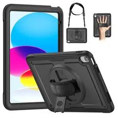 【新品】 For iPad 11世代 ケース A16 (11インチ/2025) iPad 第10世代 ケース 10.9インチ 2022 アイパッド 第11世代/10世代 ケース カバー 360度回転 ハンド&ショルダーストラップ付き 防塵・耐衝撃 落下防止 キ